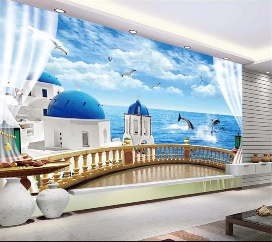 Beibehang пользовательские обои 3d Роспись любовь вид на море балкон пейзаж фон Стена