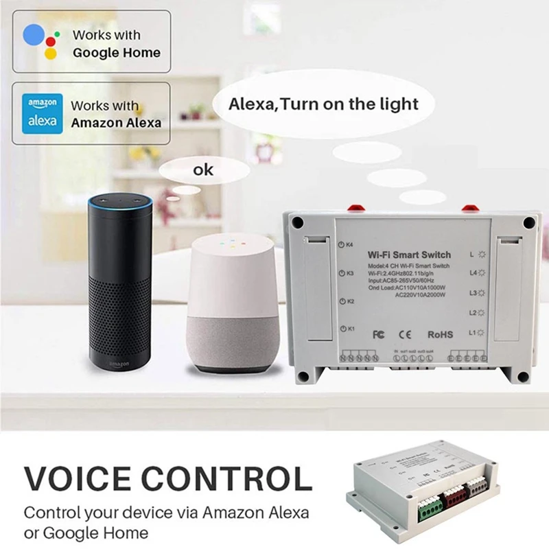 Wi-Fi Умный выключатель света 4 каналов пульт дистанционного управления