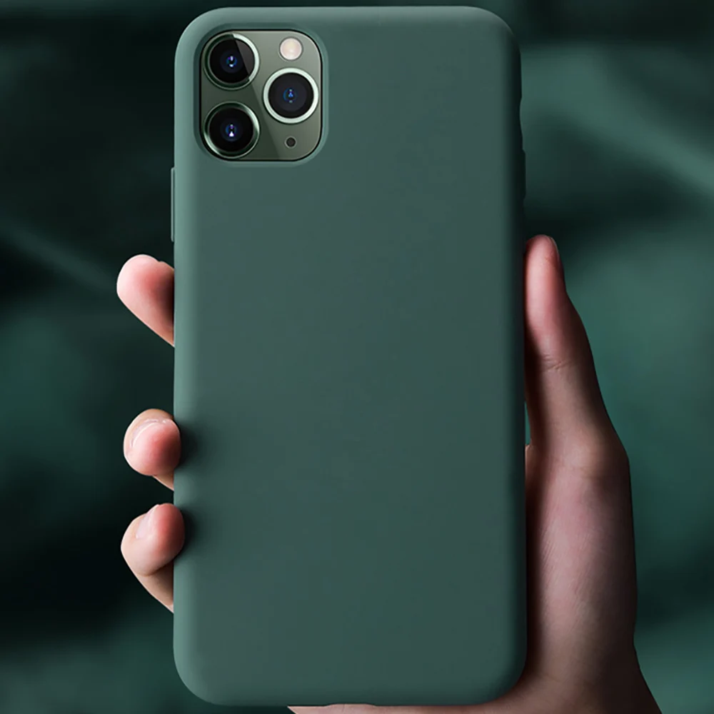 Pine Green Силиконовый чехол для iPhone 11 Pro Max 11 Pro, высококачественный Официальный чехол для iPhone 7 8 Plus X XR XS Max 6 6 S, чехол EEMIA - Цвет: Pine Green