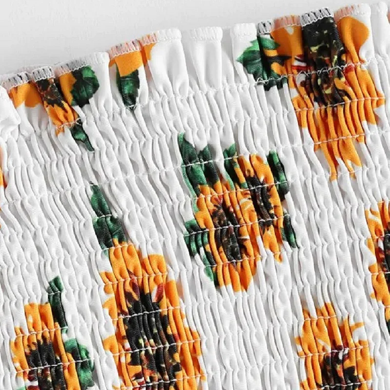 Женский купальный костюм бандо бикини без бретелей с цветочным принтом низкой