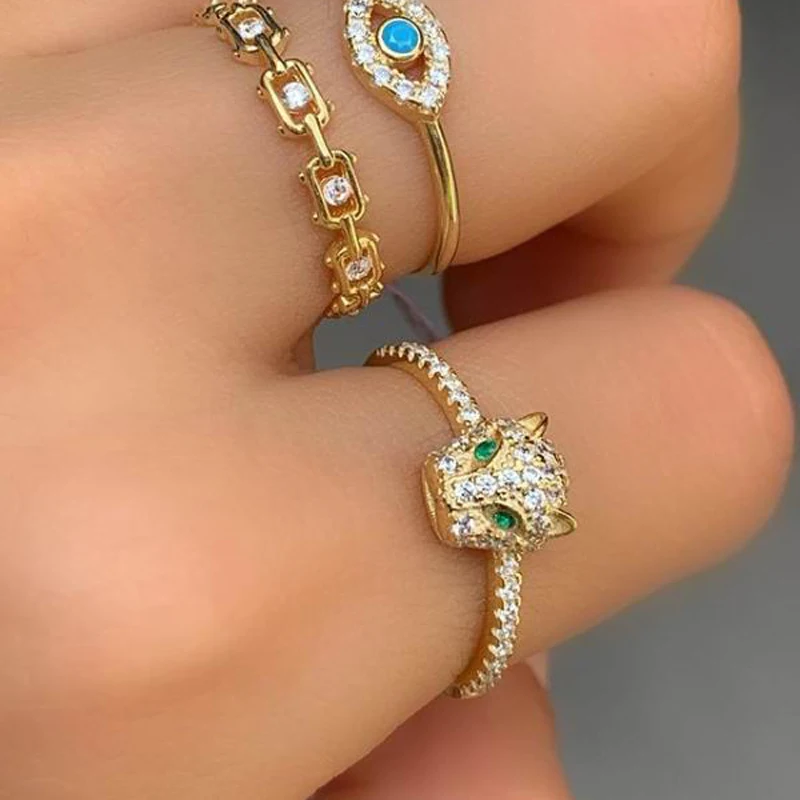 Кольца с пантерой уникального дизайна для женщин креативное кольцо золотого