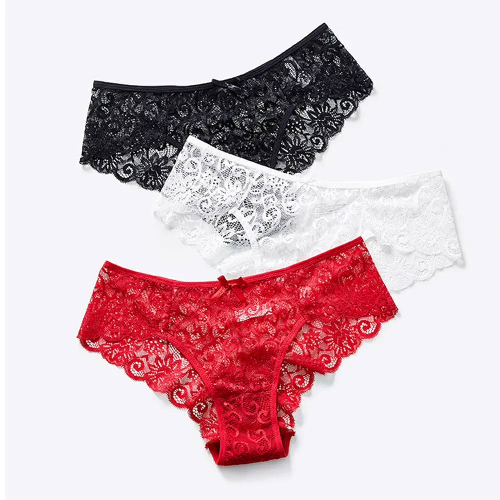 

Fashion Plus Size Women's Panties Transparent Underwear Hollow Out Women Lace Soft Briefs Seamless Sexy Lingerie intimates Solid
