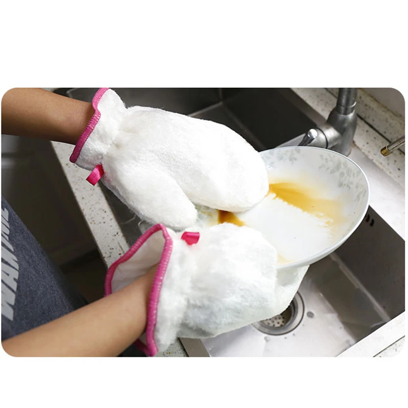 1 шт. бамбуковые водонепроницаемые перчатки PEVA белые Нескользящие для мытья