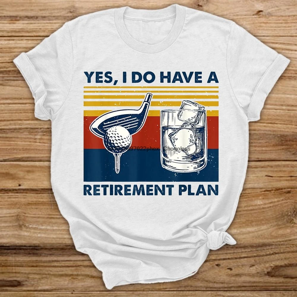 Да у меня есть план на пенсию игрок в гольф пить вино пьяный Hangover Vintage Hobby футболка