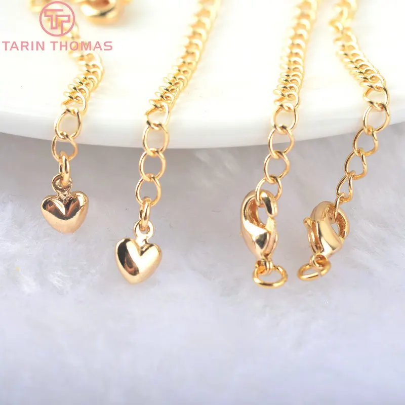 4 шт полная длина 50 мм 24K позолоченная латунная удлинительная цепь с