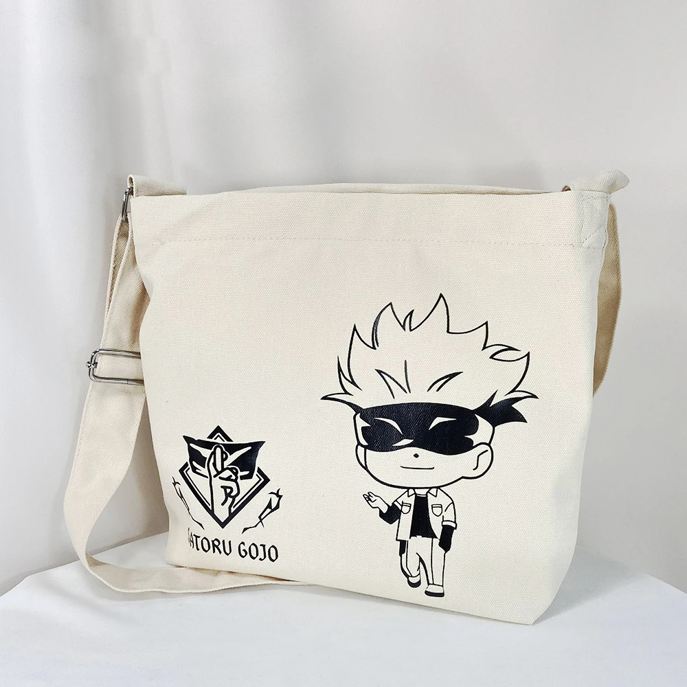 

Jujutsu кайсен через Сумки-холсты Gojo Satoru Itadori Юдзи Fushiguro Kugisaki нобаро тапочки в виде персонажа аниме бретель через одно плечо сумки для покупок