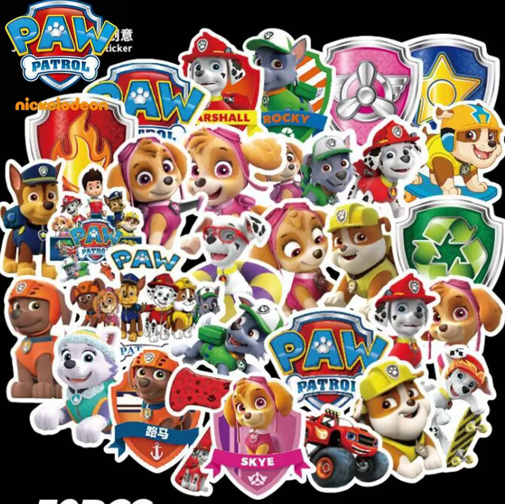 50 шт. не повторяющиеся наклейки для щенячьего патруля ПВХ граффити чехол