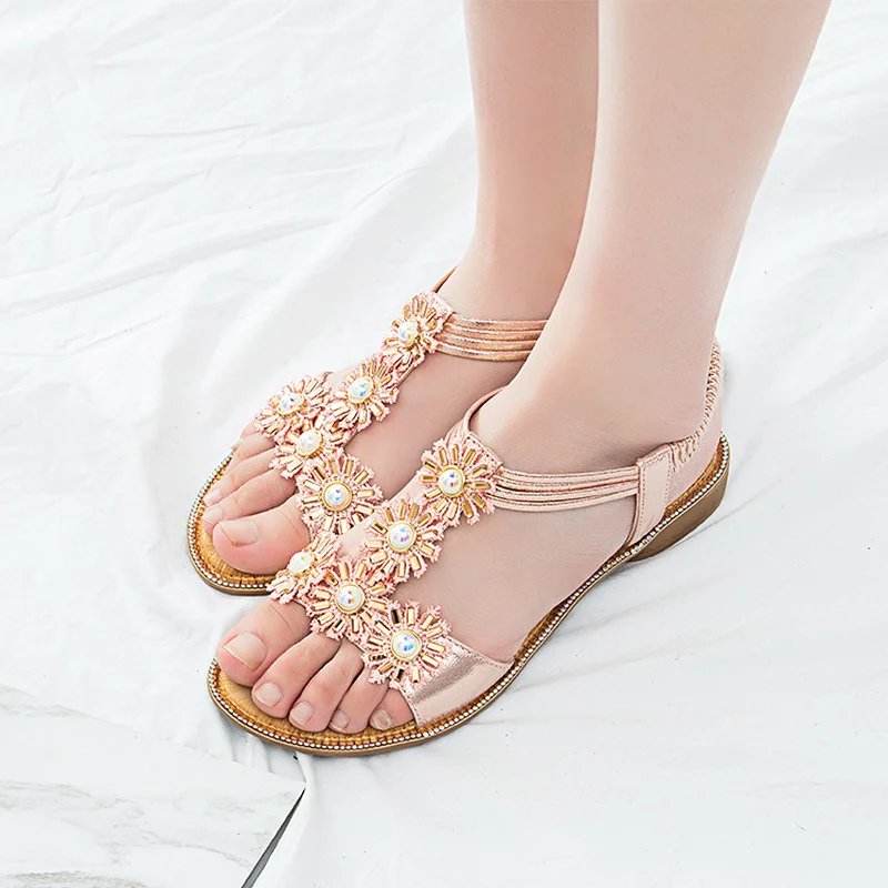 Женские босоножки с кристаллами в европейском стиле Сезон лето Новинка 2020 года