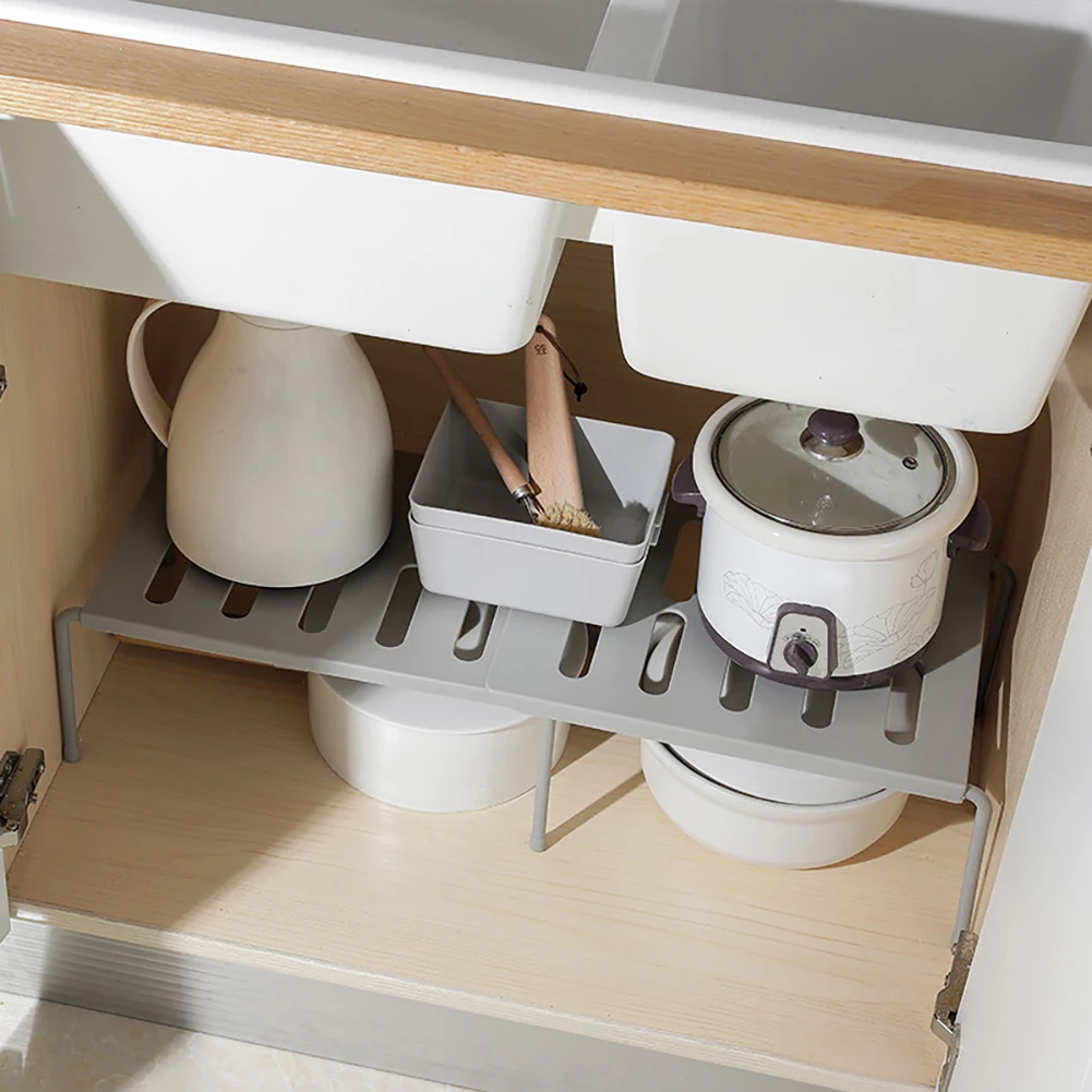 

Kitchen Shelf Storage Rack Cupboard Organiser Expandable Multi-Function For Kitchen Cabinets Counter-Tops Pantries Tools