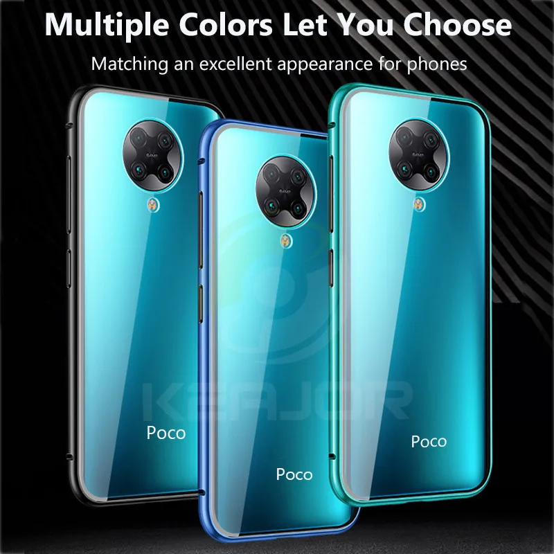 Металлический магнитный адсорбционный чехол для Pocophone F2 Pro двухсторонний из
