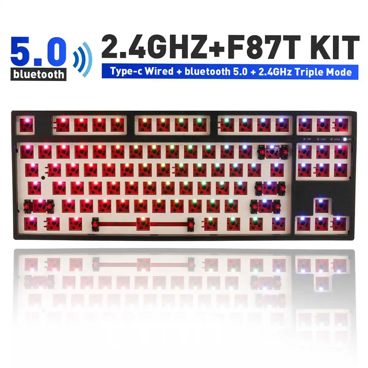 feker diy hotswap keyboard kit rgb backlit bluetooth wireless 2 4g type c 35pin 8487keys mechanical keyboard customized kit free global shipping