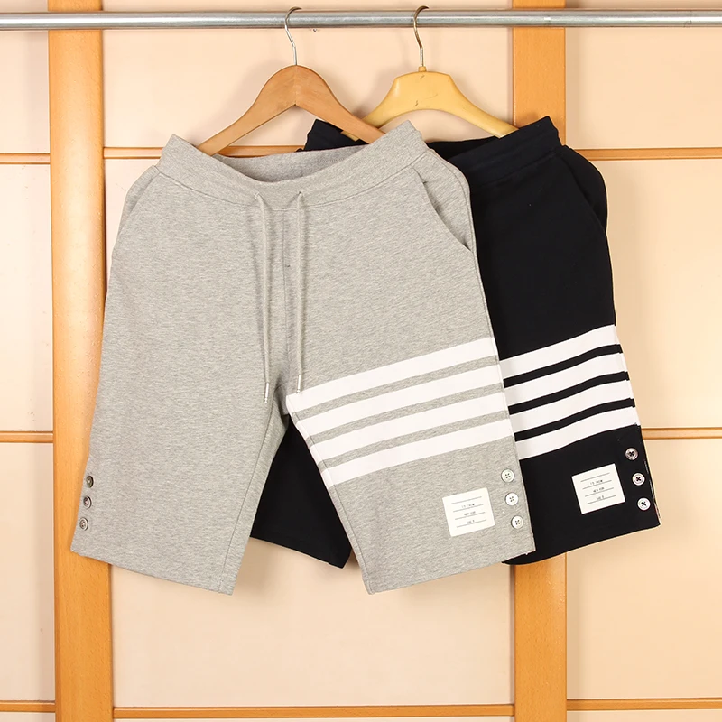 TB 2021 brand men's Casual Shorts Summer Split Cotton Sports Trousers men Striped Panelled Jogger Track Shorts beach pants