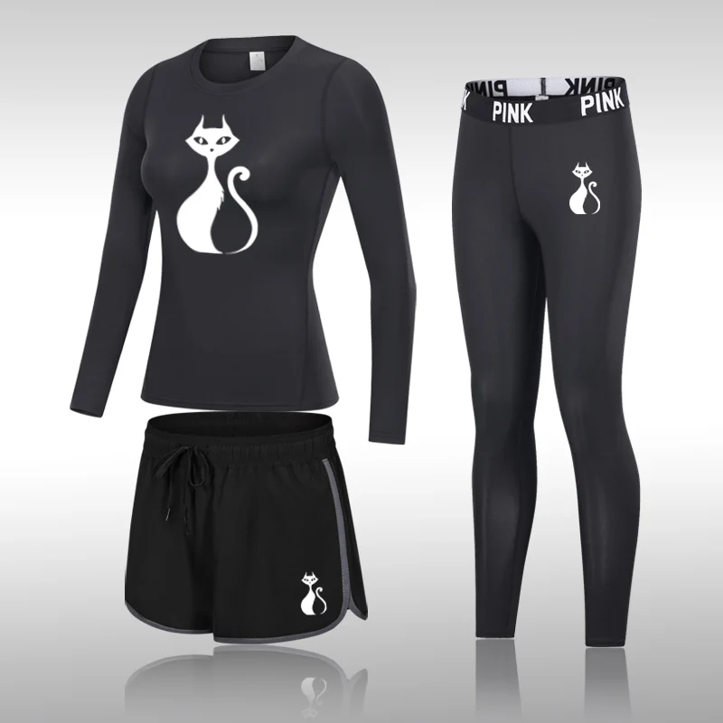 

Быстросохнущий Комплект из 3-х предметов для бега, термобелье, тонкое Привлекательное Женское разноцветное спортивное белье