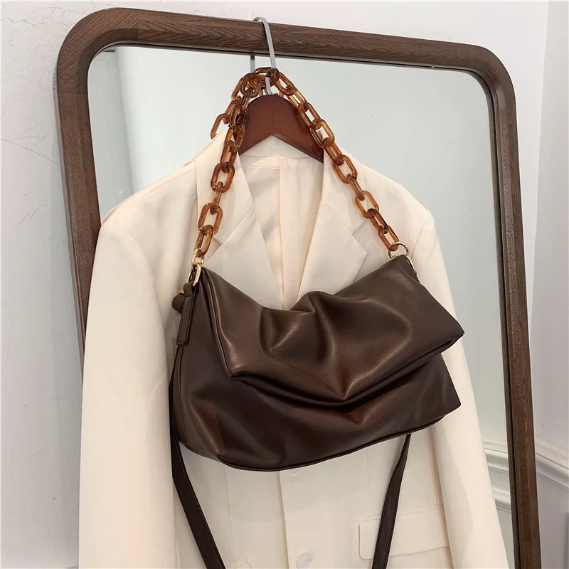 

European and American Autumn and Winter Retro Large-capacity Handbags2020New Net Red Ladies Acrylic Chain Crossbody Underarm Bag