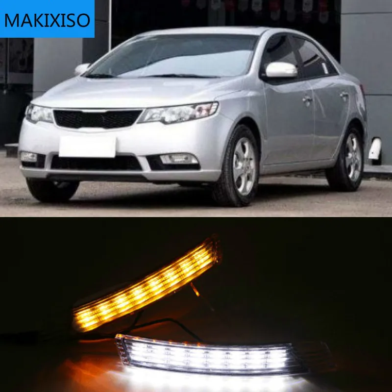 

Светодиодные дневные ходовые огни, противотуманные фары для Kia Forte 2009-2012 с желтым указателем поворота, 2 шт.