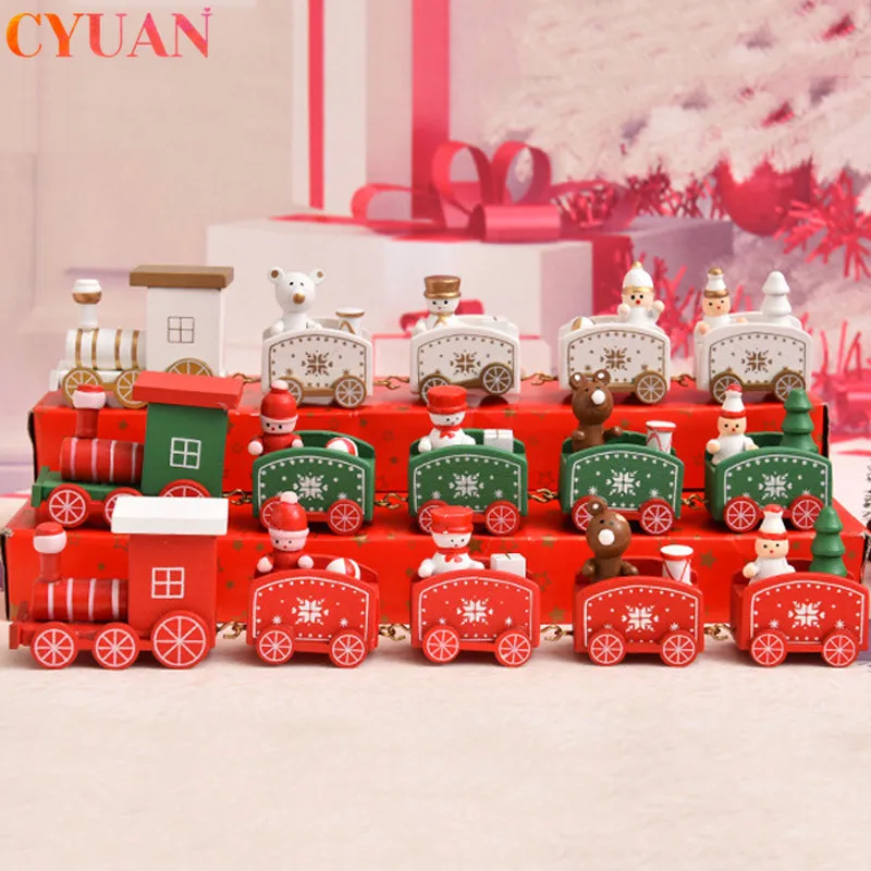 

Christmas Wooden Painted Children Toys Wood Train Xmas Snow Noel Table Ornaments Christmas Party Navidad 2021 New Year Gifts