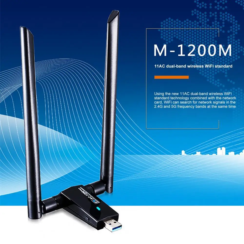 

Wifi Network Card AC1200Mbps USB3.0 Wireless WiFi Antenna Adapter MT7612U IEEE 802.11AC Wifi Dongle Receiver Transmitter