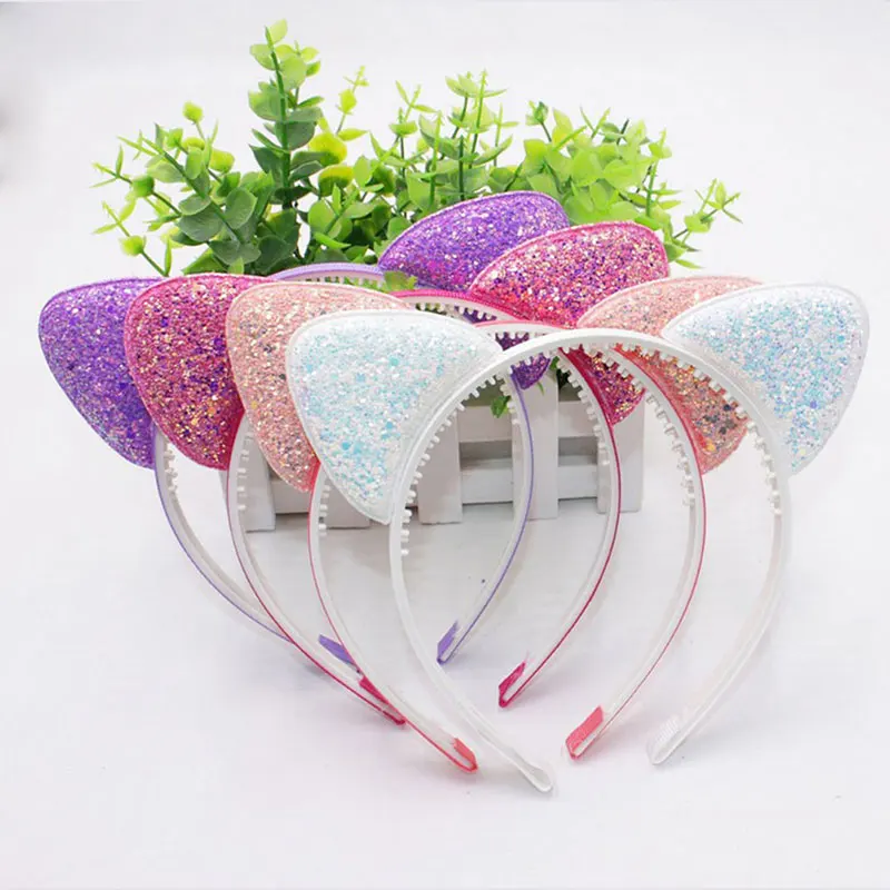 

1 Pc Sequin Shiny Cat Ear Cartoon Cute Headband Children Birthday Party Bezel Hair Band Girl Headdress Hair Accessories Hair Tie