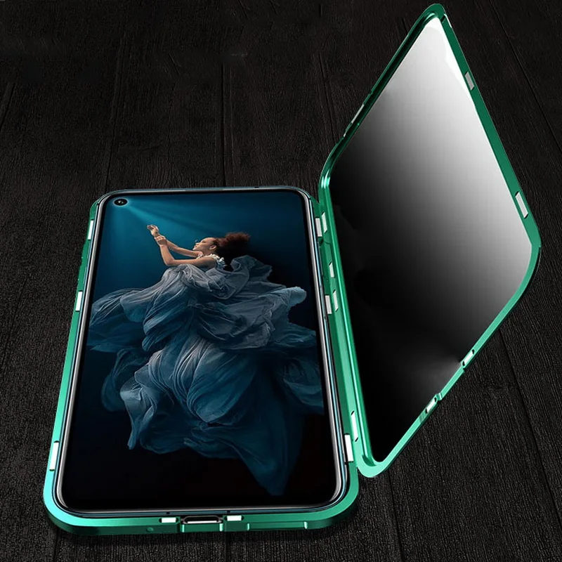 360 ° анти-ползучий магнитный металлический чехол для huawei Honor 20 20Pro закаленное стекло чехол Чехол Coque