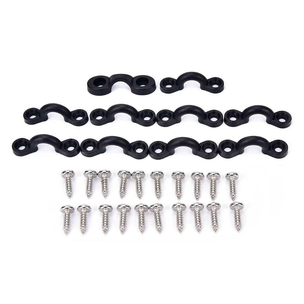 

Newest 10pcs Nylon Bungee Deck Loops Tie Down Pad Eye with Screws for Boat Kayak Deck Rigging Kit