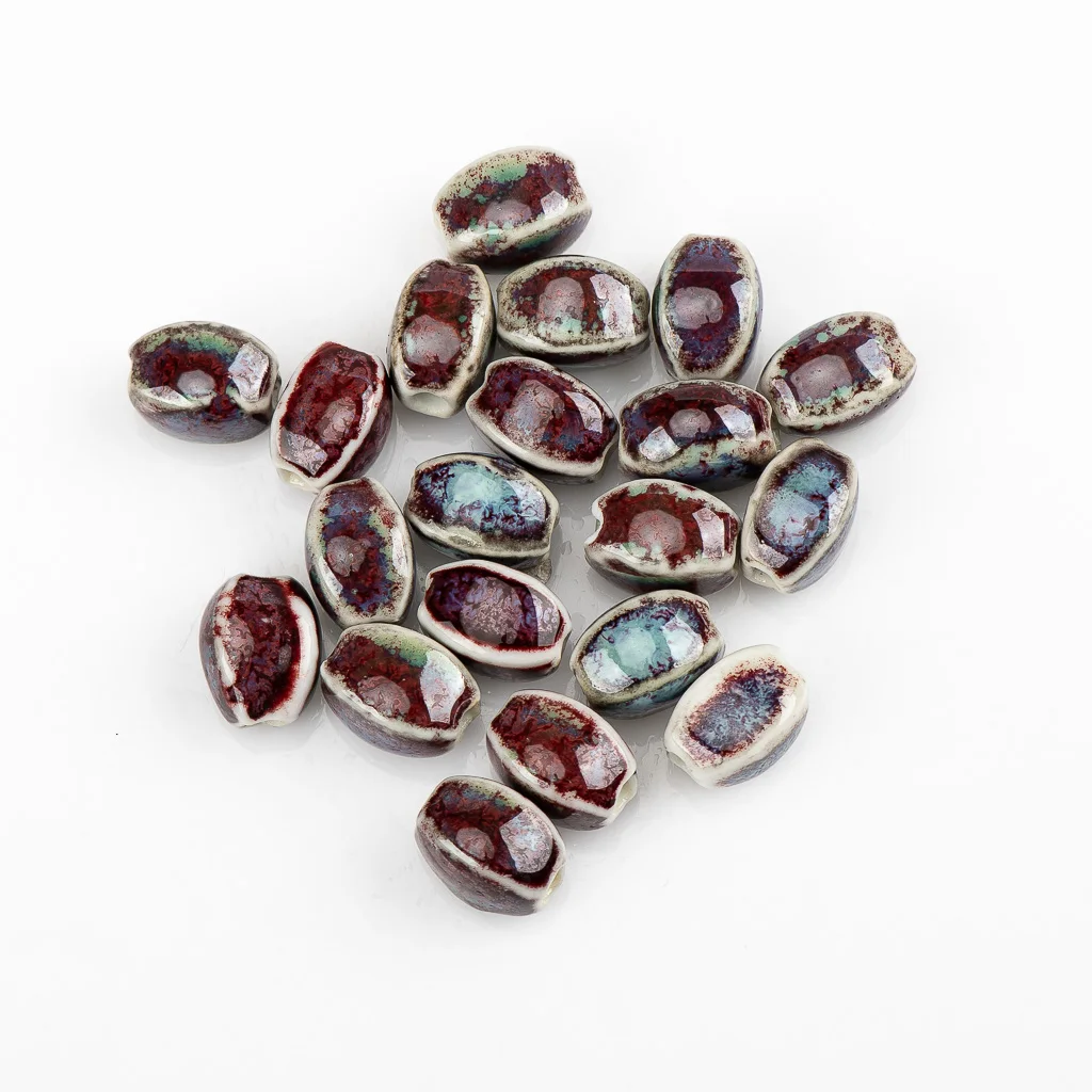 

Vymeetiu 13# 20pcs Special Ceramic DIY Beads Unique Shape Scattered Beads Colorfull glaze bead 13X10mm 0B2#695