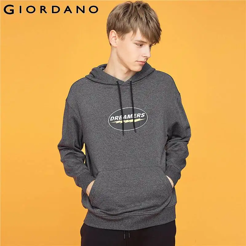Толстовка Giordano мужская с буквенным принтом свитшот карманом Kanga и кулиской 91099790 |