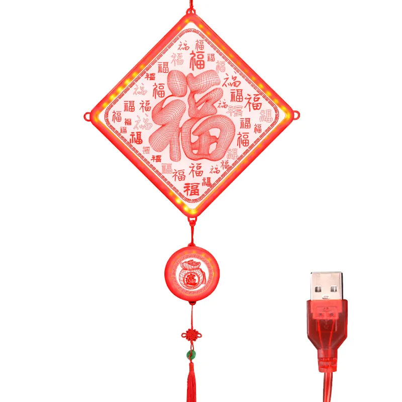 

Китайские Новогодние украшения, китайский фонарь с Новым годом, весенним фестивалем, светодиодный подвесной светсветильник льник с USB инте...