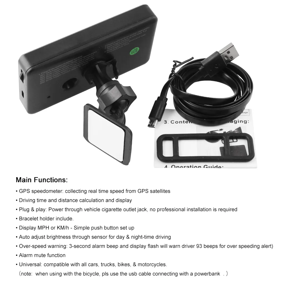 Большой экран 4 2 дюйма GPS система сигнализации измеритель скорости цифровой