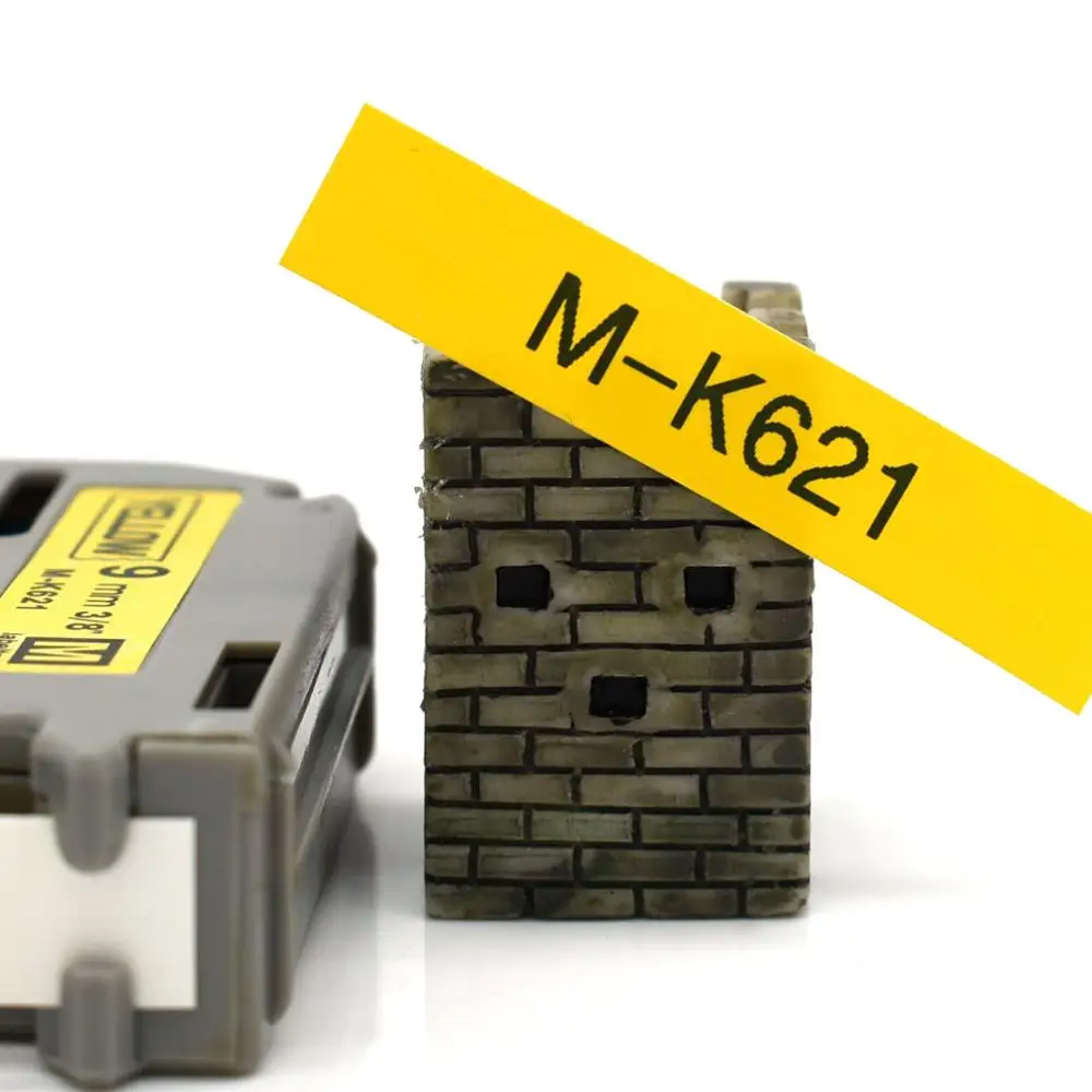 9 мм MK-621 черный на желтых лентах этикеток M-K621 MK621 MK 621 mk621 mk-621 совместимый с brother p-touch