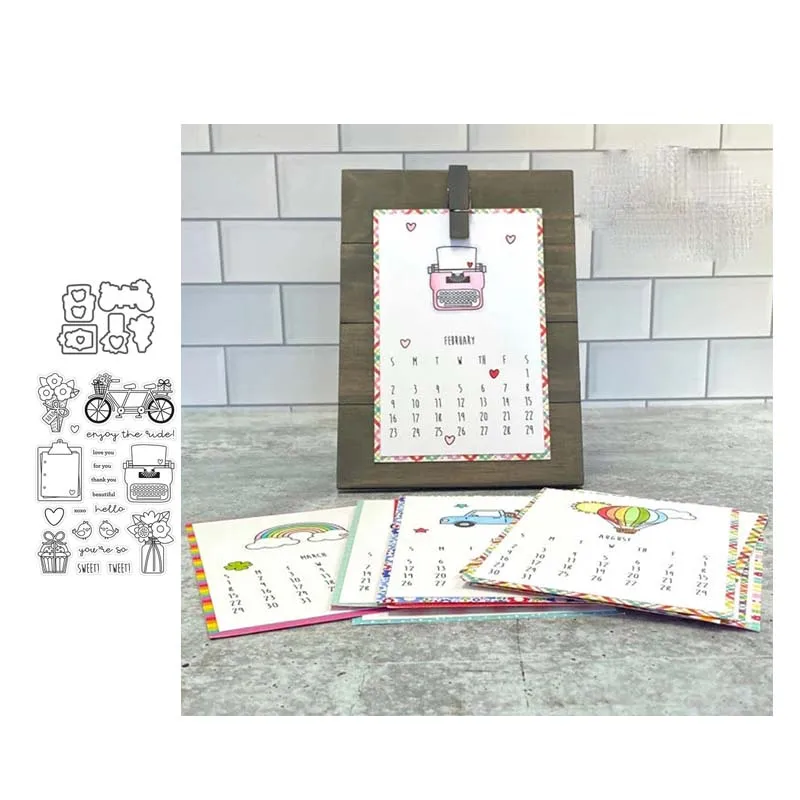 

Bike Flower Printer Clear Stamps and Metal Cutting Dies for DIY Scrapbooking Stencils Paper Crafts Making Album Photo Decoration