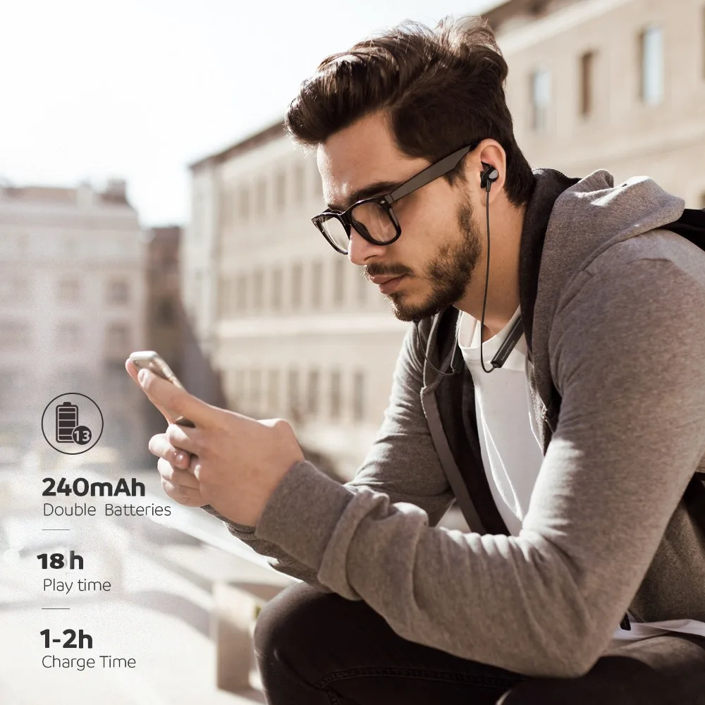 SoundPEATS Engine Bluetooth 5,0, беспроводные наушники с шейным ремешком, двойные динамические драйверы, наушники с микрофоном, IPX6, водонепроницаемые, 18 часов, время воспроизведения