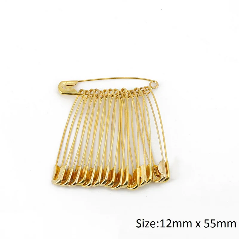 12x55mm 50 шт. Золотые/серебряные безопасные булавки DIY Швейные инструменты аксессуары металлические иглы 6 мм-12 мм Большая Булавка маленькая брошь аксессуары для одежды - Цвет: 12x55mm
