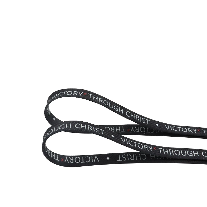 

Weiou Women Canvas Personality Shoelaces 0.8 Cm Flat Black Printed White Christ Makes Us Victory Letter Polyester Shoe Laces