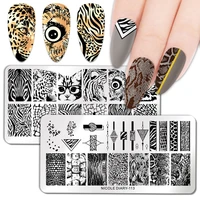 animal theme women nail art printing template stainless steel rectangular printing plate nail stamping plates nail art templates