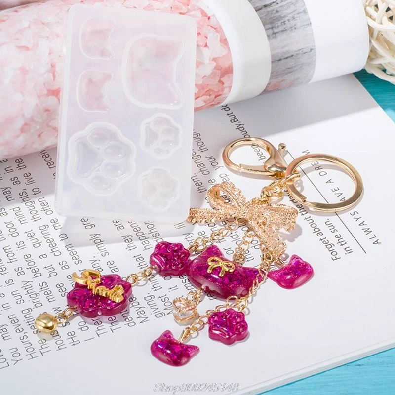 3 шт DIY Звезда Луна кошка следы Любовь Сердце Силиконовые смолы формы ювелирные