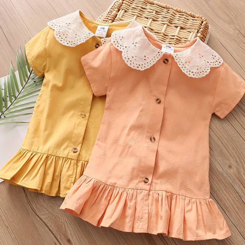 

Детское кружевное платье, Новинка лета 2021, одежда для девочек, детское платье с коротким рукавом