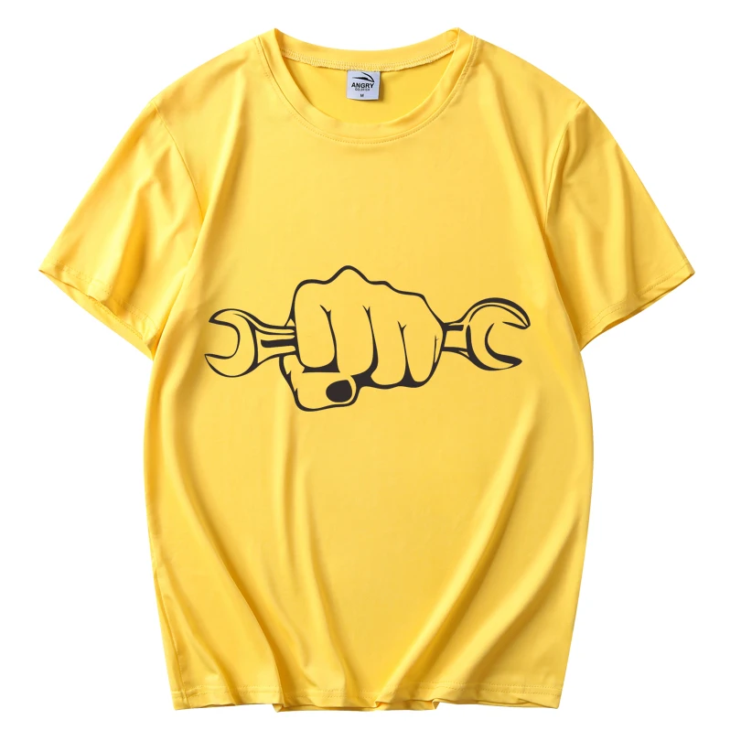 

Summer fashion hand-held wrench pattern printing T-shirt pattern printing men's clothing street sports and leisure T-shirt