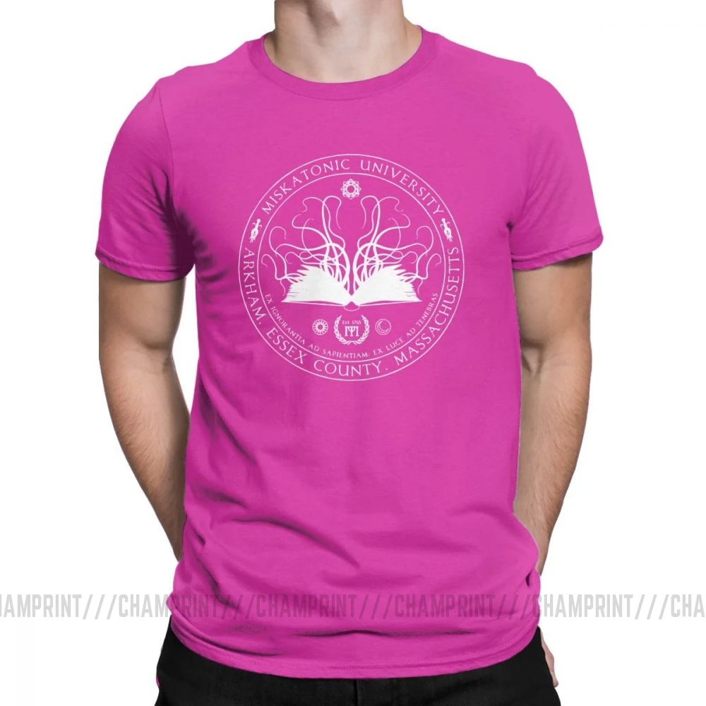 Фуксия Miskatonic Sigil Call Of Cthulhu, мужские футболки, Miskatonic loveccraft Arkham, хлопковые футболки с короткими рукавами, футболка с круглым вырезом, топы - Цвет: Фуксия