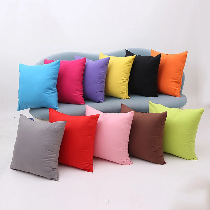 

Solid Color Cushion Cover Fashion Cushion Case Throw Pillow Case Sofa Bed Office Polyester Soft Back Cushion Cover 45 x 45cm