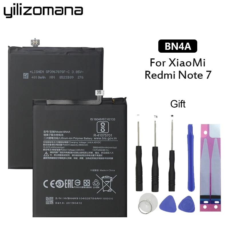 YILIZOMANA Оригинальный аккумулятор для телефона BN4A Xiaomi Redmi Note 7 4000 мАч подлинный