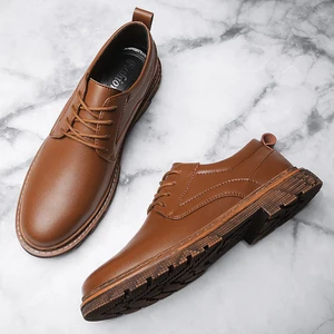 High Quality New Men Shoes PU Leather Men Business Shoes Brand Oxfords Spring Autumn Men Work Shoes Black Brown Flats Men *