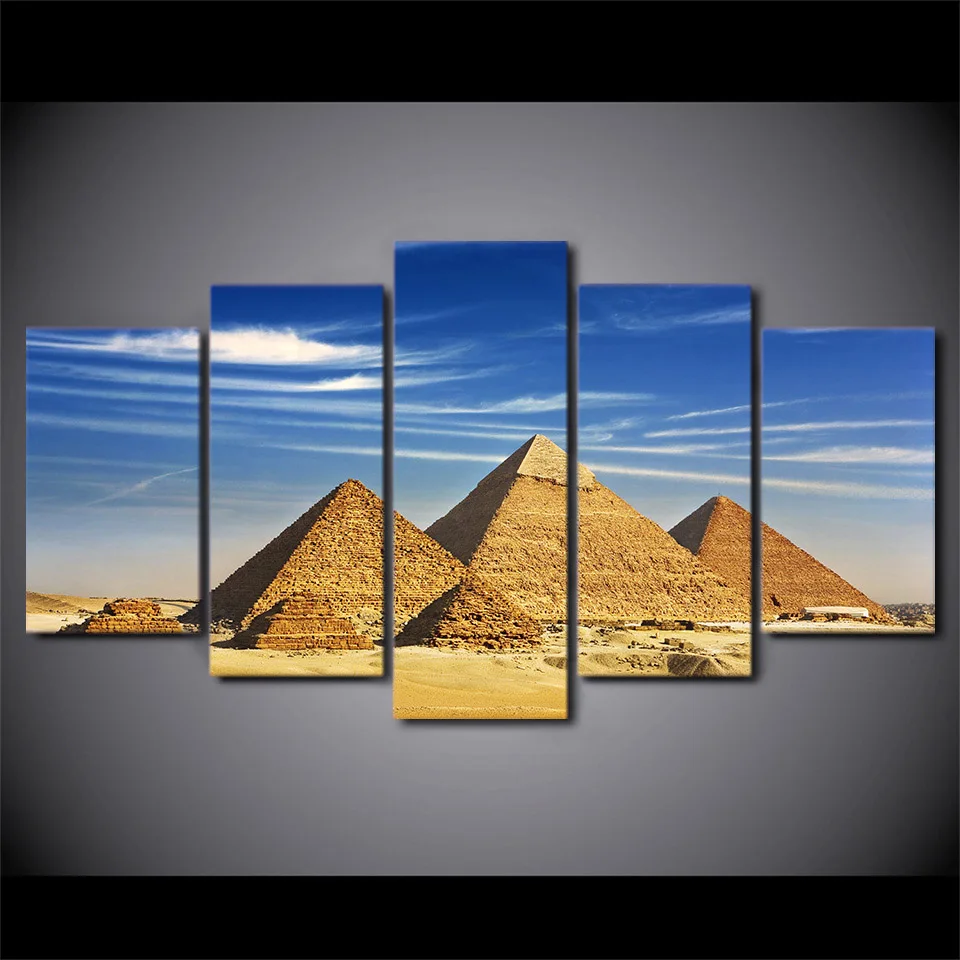 

Modular Pictures Print Canvas Poster Home 5 Panel Egypt Pyramid Landscape Framework Wall Art Painting HD Decoration Living Room