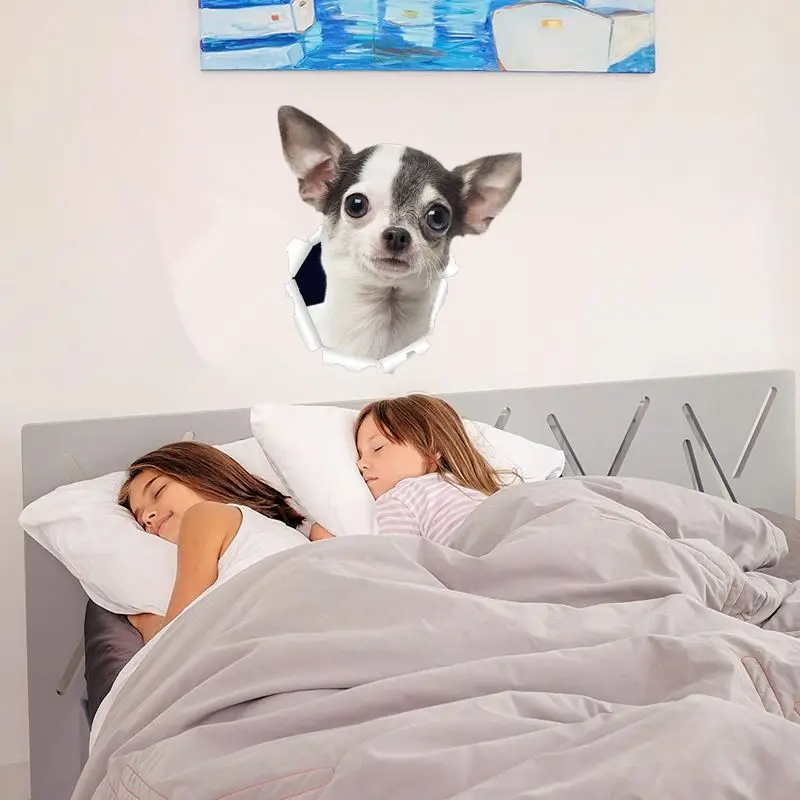 

Three Ratels QD33 cute 3D torn metal design Chihuahuas dog sticker on car