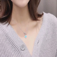 classic charm enamel heart lock brand pendant necklace original female high quality brand jewelry logo gift