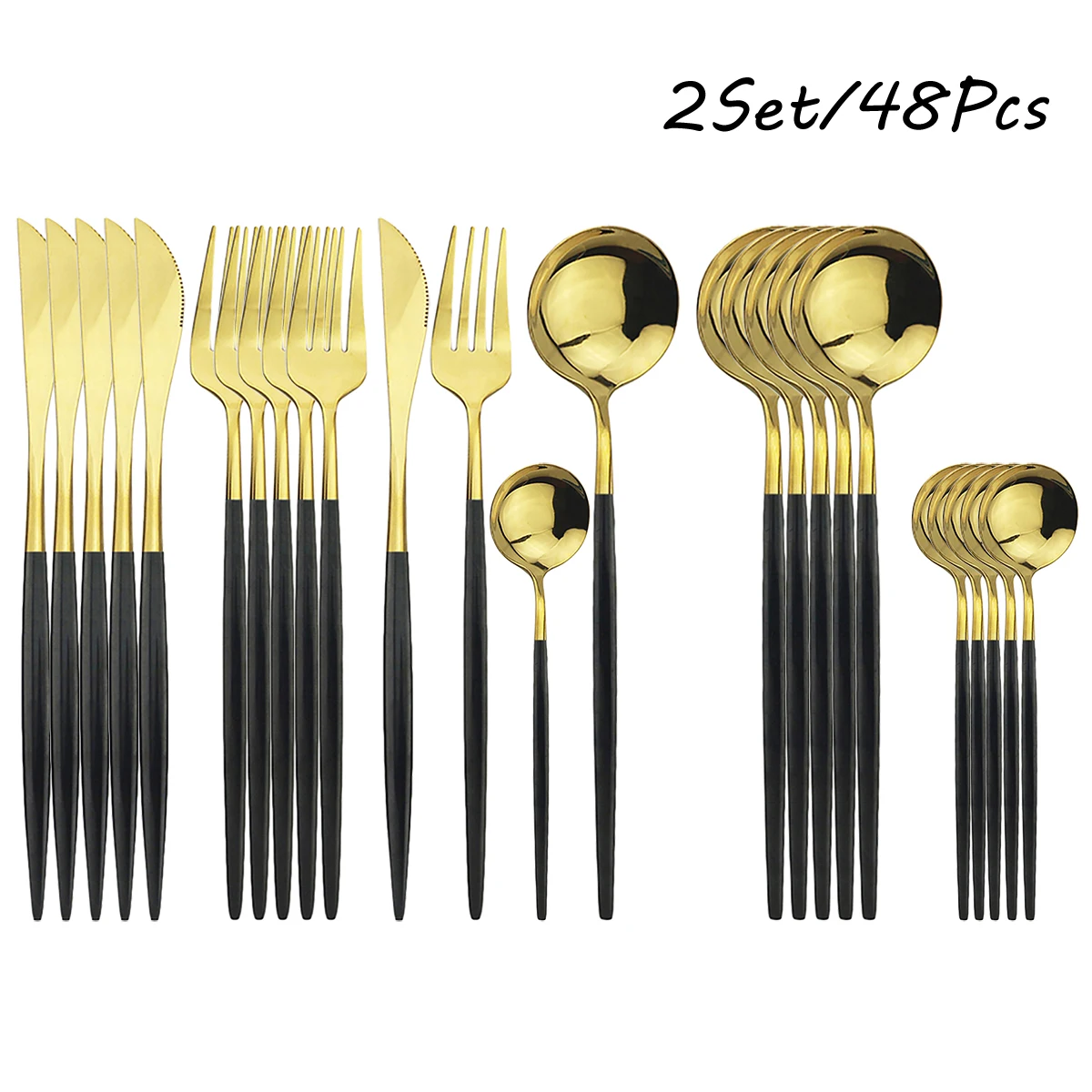 Набор столовых приборов из нержавеющей стали комплект черного золота 48 шт./компл.