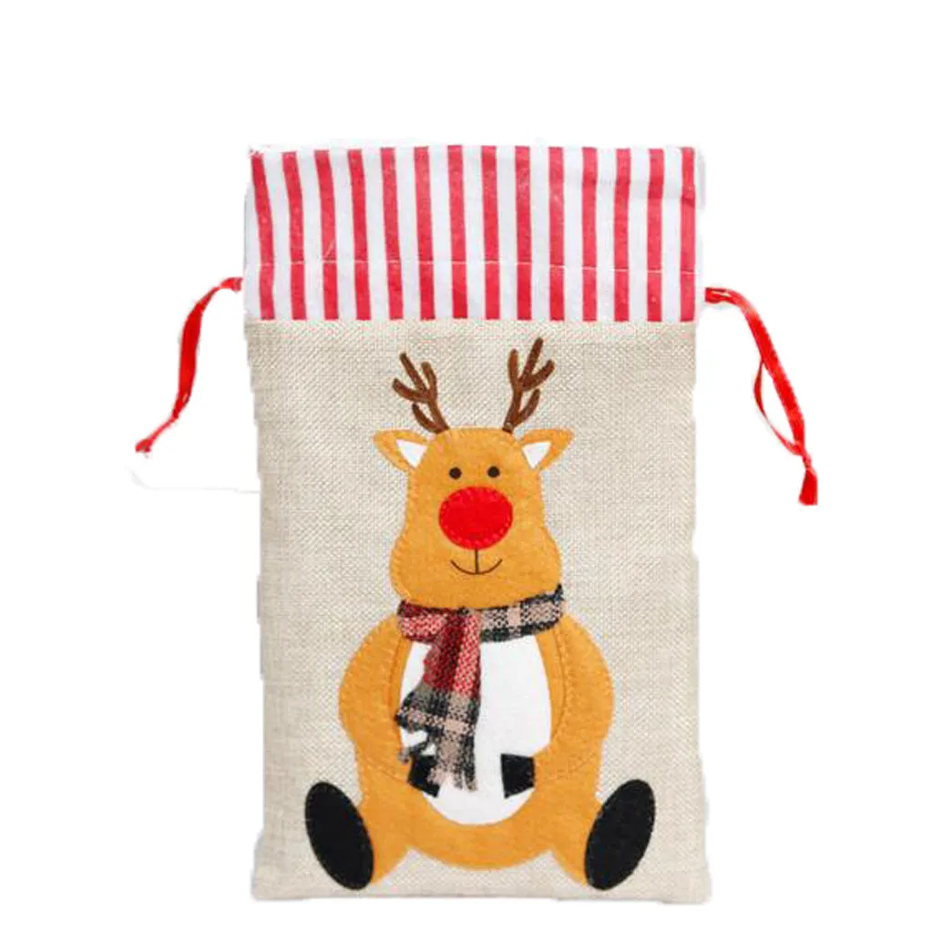 2020 Merry Christmas Kids Candy Bags Pouch Linen Santa Claus Snowmen Gift Bag Home Party Decor New Year Present Pack Sep 7th | Дом и сад