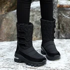Женские зимние ботинки высокого качества; Коллекция 2021 года; Удобная зимняя замшевая теплая обувь из флока; Нескользящая обувь на платформе; Botas Mujer; Ботинки; Blac