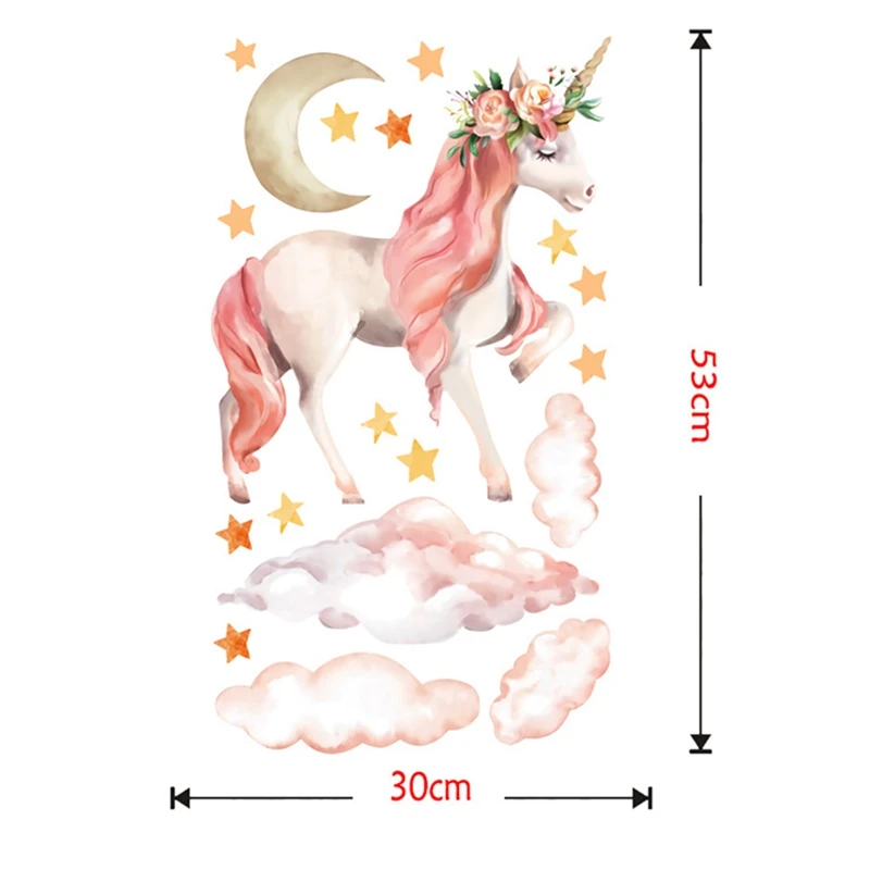 Magic Unicorn Colorful Animals Horse Stars Wall Stickers Children Girls Room Poster Wallpaper Home Decor Decals | Дом и сад