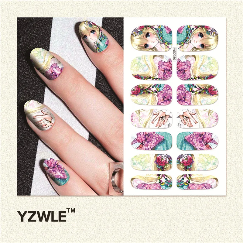 

TXD 20 Sheets/set of Mixed Designs Watercolor Floral Flower Sticker Nail Decal Set for Gel Manicure Decor Water Slider Foil Set