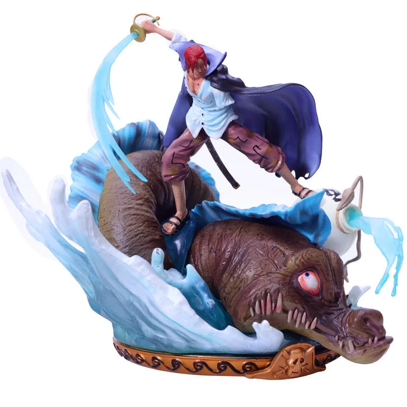 

10.63" Anime ONE PIECE Shanks Haki Four Emperors Luffy's Partner GK Box Action Figure Collectible Model Toy Z67 27cm